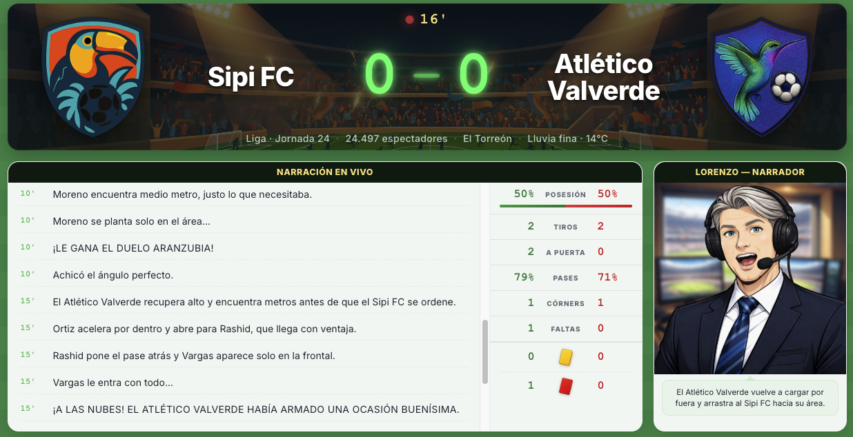 Partido en vivo con narración